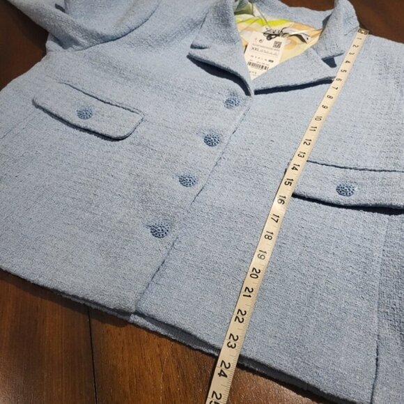 NWT Zara Tweed Textured Women's Blazer Jacket Blue Size XXL - Picture 12 of 14
